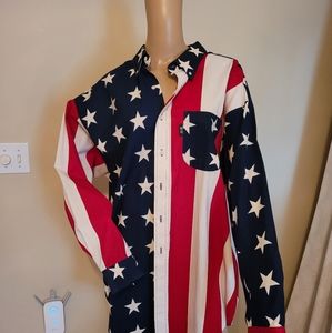 Mens XXL BROOKS AND DUNN FLAG SHIRT